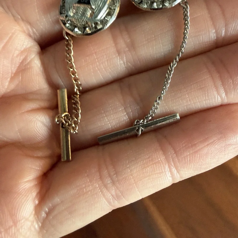 Vintage Scottish Rite 32nd Degree Masonic Tie Tack Pin Lot 2 Eagle Rhinestone